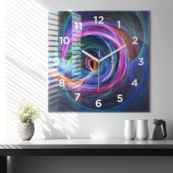 Square glass wall clock Colorful Fractal