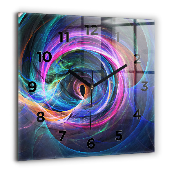 Square glass wall clock Colorful Fractal