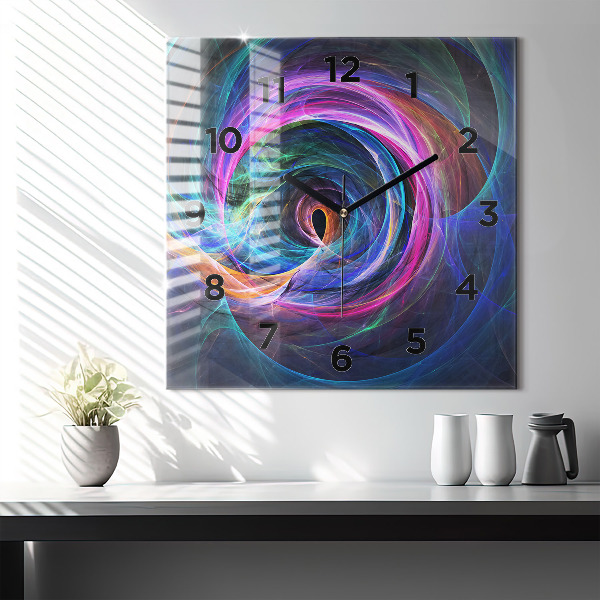 Square glass wall clock Colorful Fractal