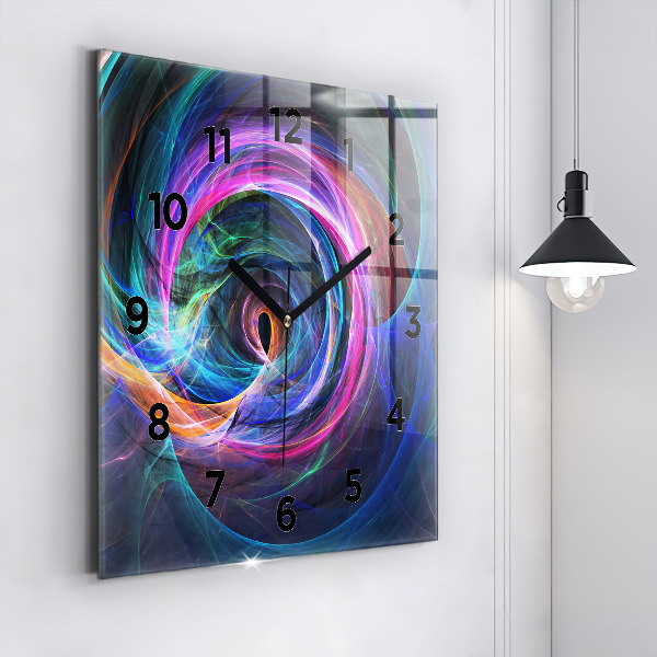 Square glass wall clock Colorful Fractal