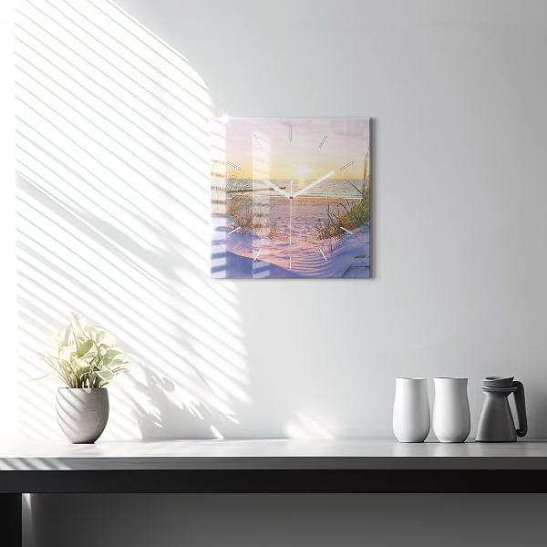 Square glass wall clock Polish Sunny Sea