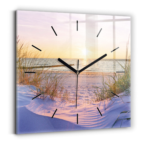 Square glass wall clock Polish Sunny Sea