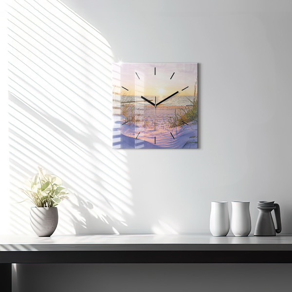 Square glass wall clock Polish Sunny Sea