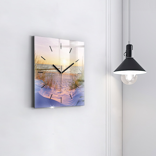 Square glass wall clock Polish Sunny Sea