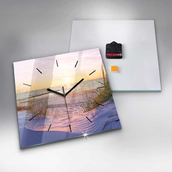 Square glass wall clock Polish Sunny Sea