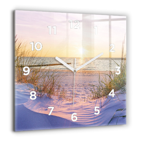 Square glass wall clock Polish Sunny Sea