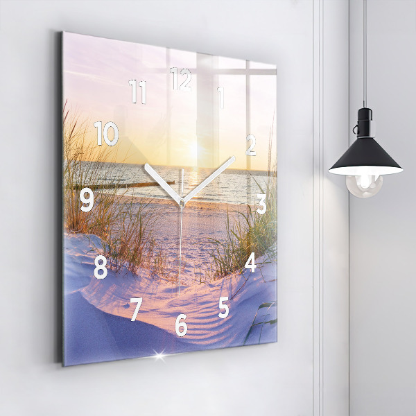 Square glass wall clock Polish Sunny Sea