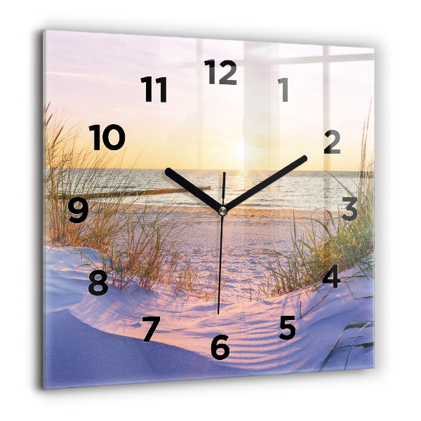 Square glass wall clock Polish Sunny Sea