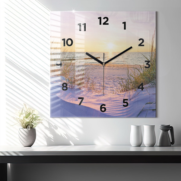 Square glass wall clock Polish Sunny Sea