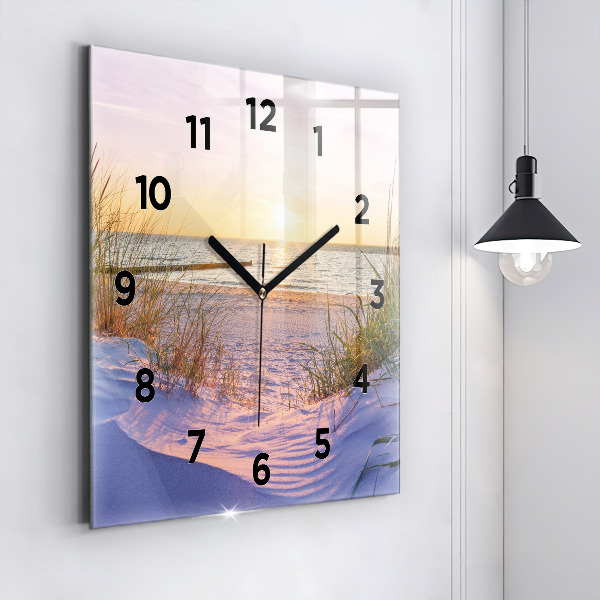 Square glass wall clock Polish Sunny Sea