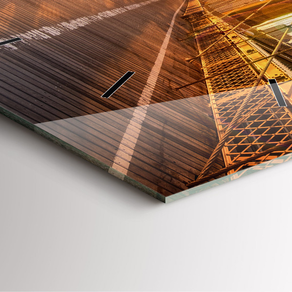 Square glass wall clock Brooklyn Bridge NYC