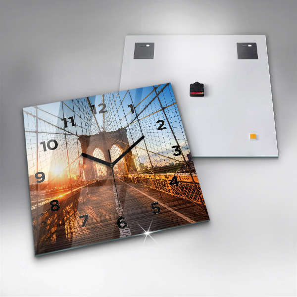 Square glass wall clock Brooklyn Bridge NYC