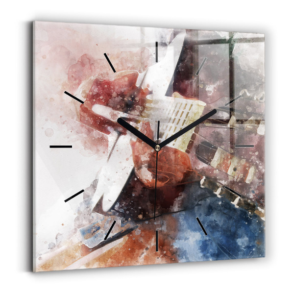 Square glass wall clock Guitar Visualization