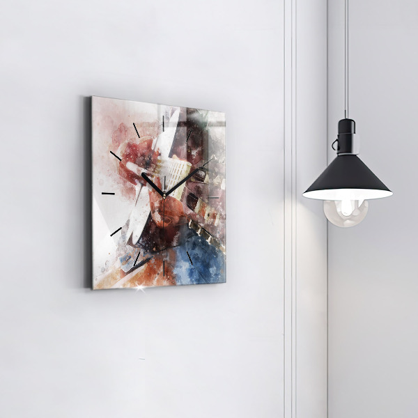 Square glass wall clock Guitar Visualization
