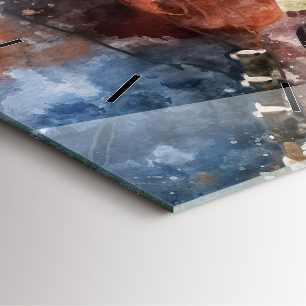 Square glass wall clock Guitar Visualization