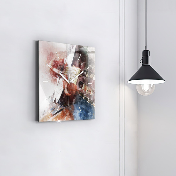 Square glass wall clock Guitar Visualization