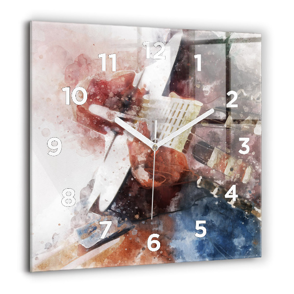 Square glass wall clock Guitar Visualization