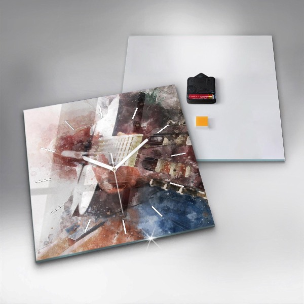 Square glass wall clock Guitar Visualization