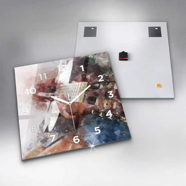 Square glass wall clock Guitar Visualization