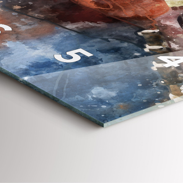 Square glass wall clock Guitar Visualization