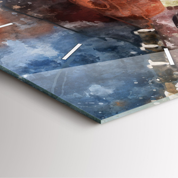 Square glass wall clock Guitar Visualization