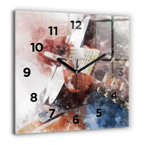 Square glass wall clock Guitar Visualization