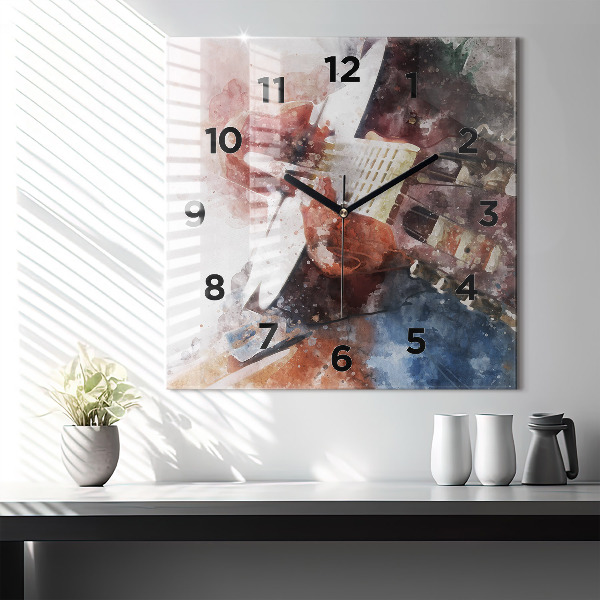 Square glass wall clock Guitar Visualization