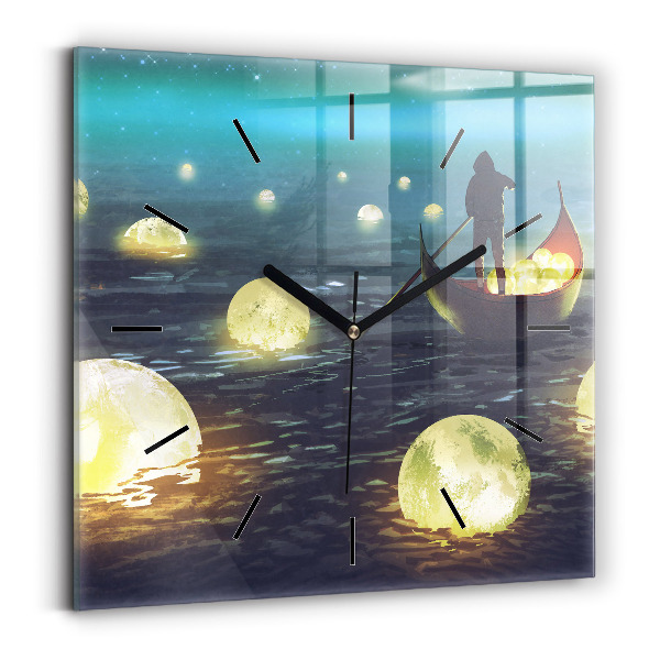 Square glass wall clock Abstraction