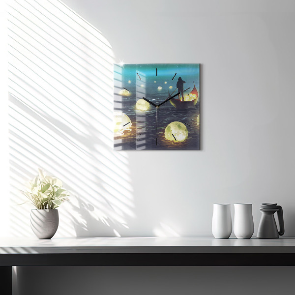 Square glass wall clock Abstraction