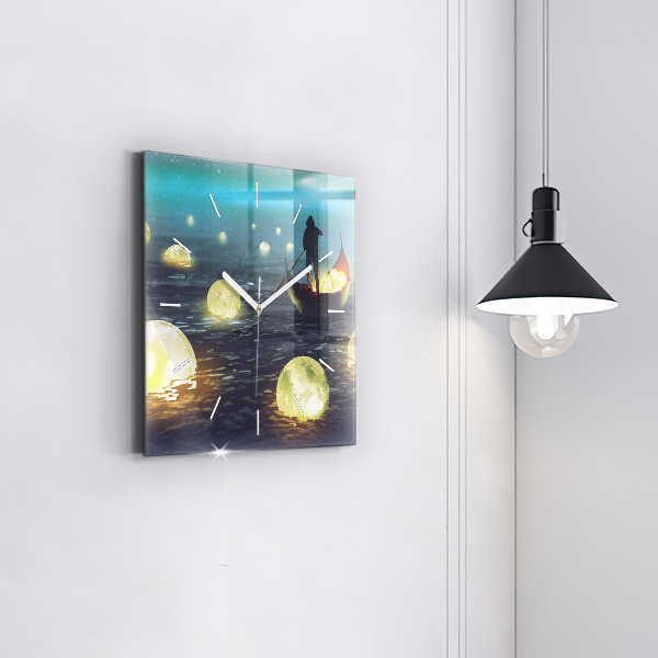 Square glass wall clock Abstraction