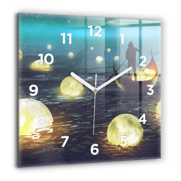 Square glass wall clock Abstraction