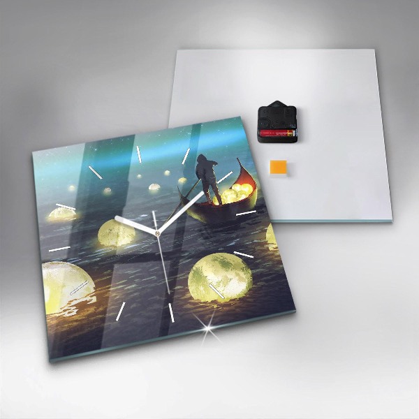 Square glass wall clock Abstraction