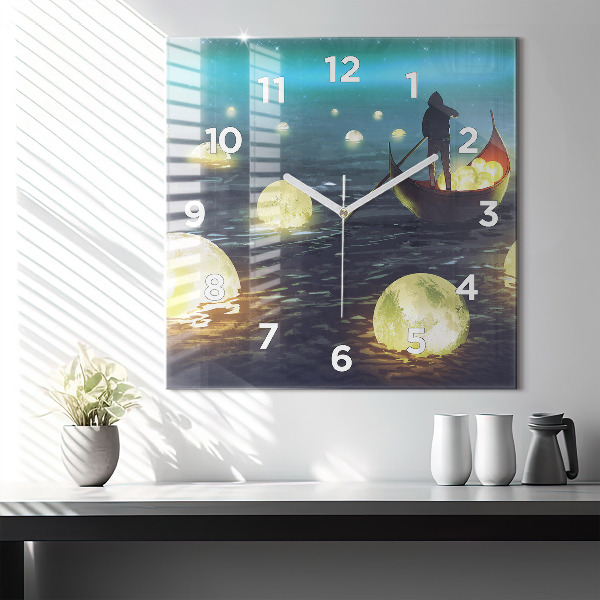 Square glass wall clock Abstraction