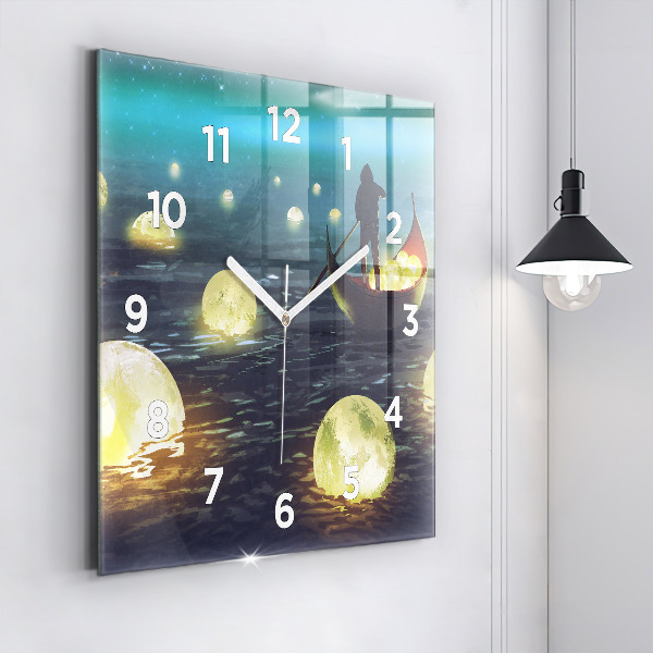 Square glass wall clock Abstraction