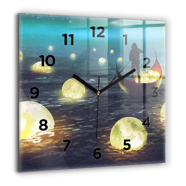 Square glass wall clock Abstraction