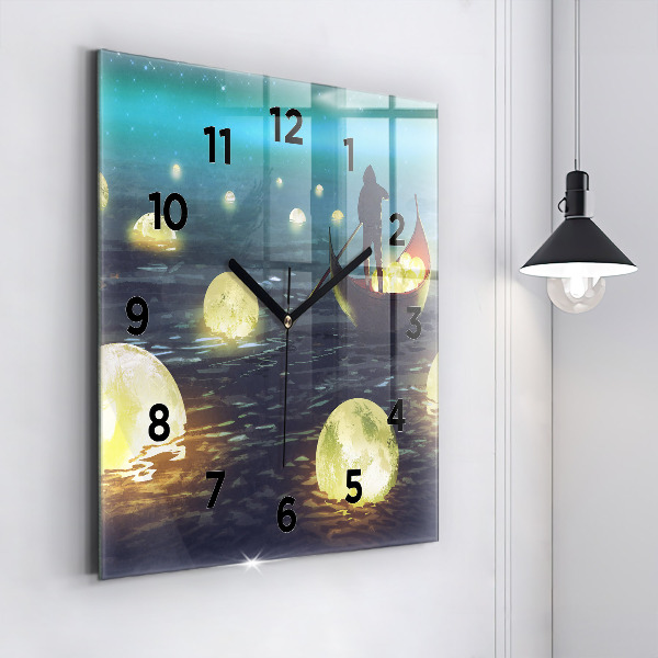 Square glass wall clock Abstraction