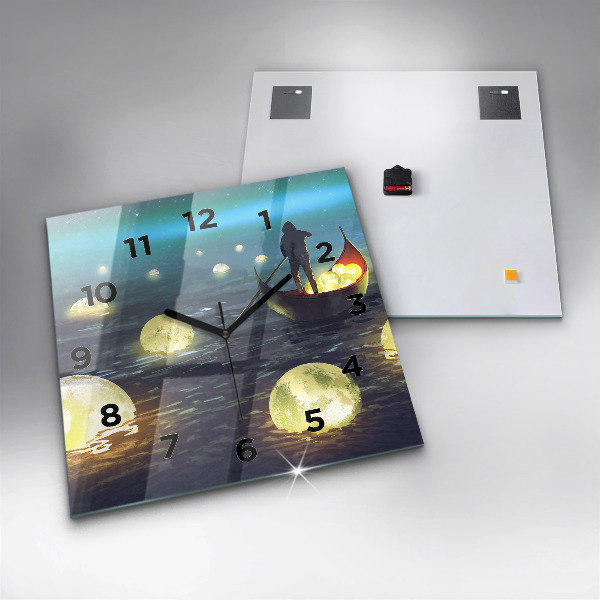 Square glass wall clock Abstraction