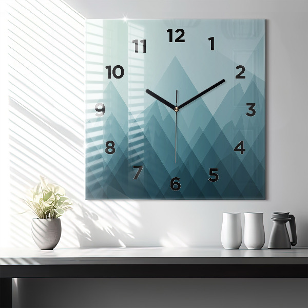 Square glass wall clock Geometric figures