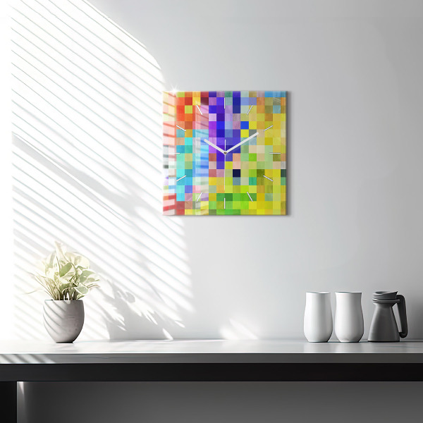 Square glass wall clock Composition of Squares