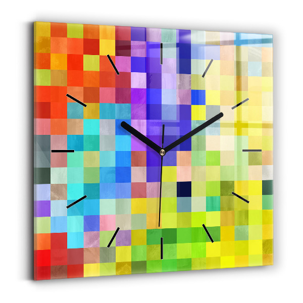 Square glass wall clock Composition of Squares