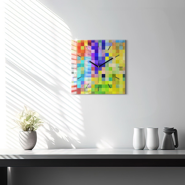 Square glass wall clock Composition of Squares