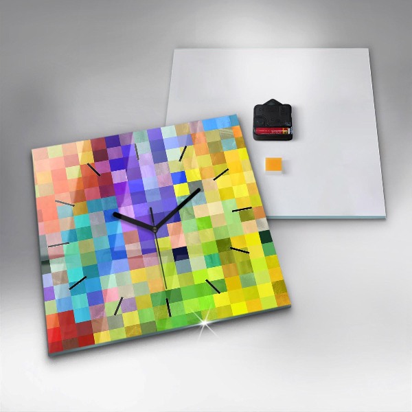 Square glass wall clock Composition of Squares