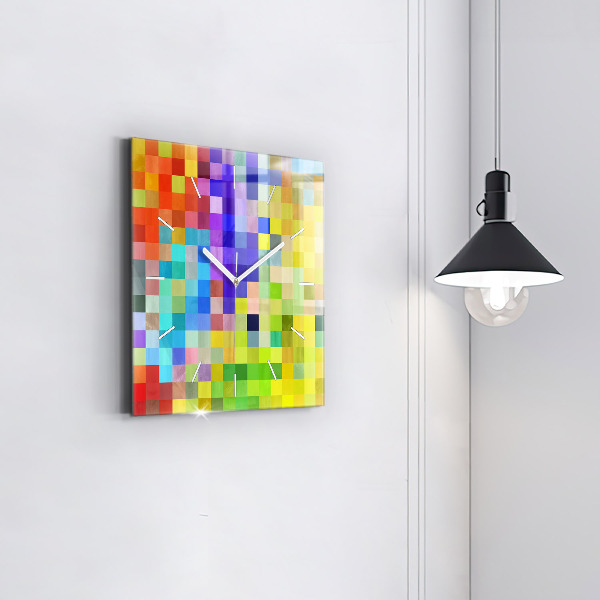 Square glass wall clock Composition of Squares