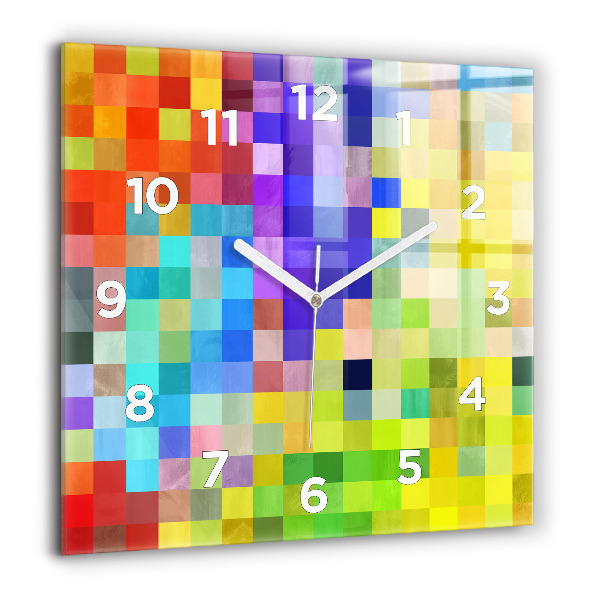 Square glass wall clock Composition of Squares