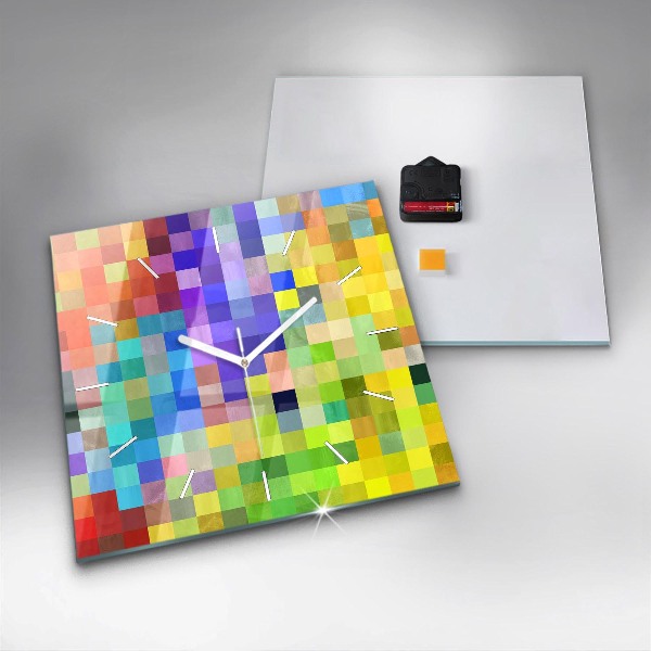 Square glass wall clock Composition of Squares