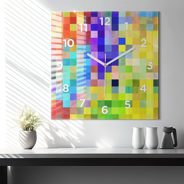 Square glass wall clock Composition of Squares