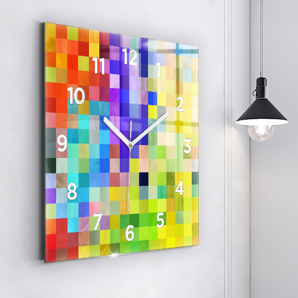 Square glass wall clock Composition of Squares