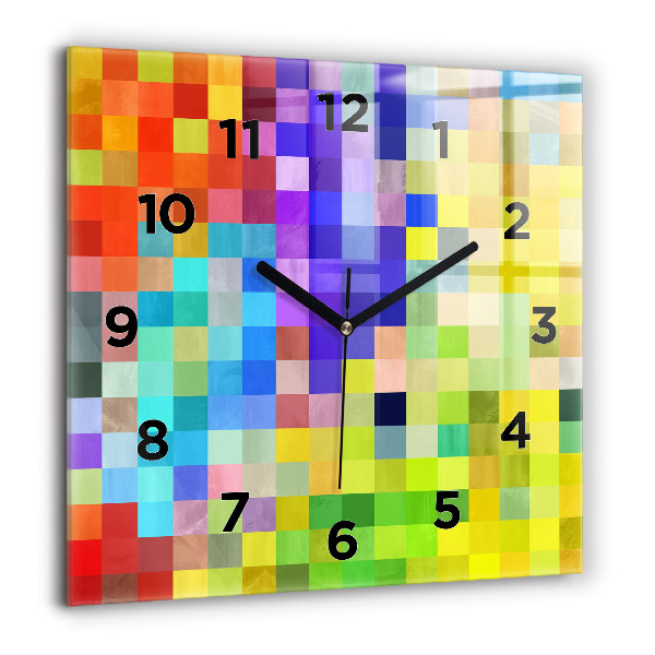 Square glass wall clock Composition of Squares