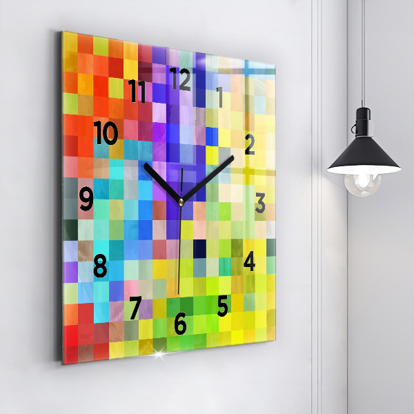 Square glass wall clock Composition of Squares