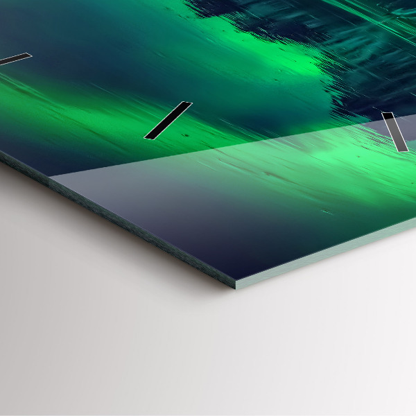 Square glass wall clock Northern lights